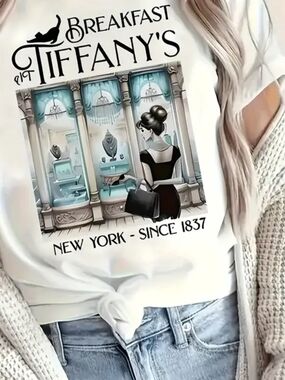 Breakfast at Tiffany's Graphic Tee - White
